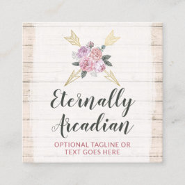 Rustic Bohemian Blommigt Arrows Boho Social Media Fyrkantigt Visitkort