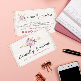 Rustic Bohemian Blommigt Arrows Boho Social Media Visitkort