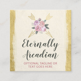 Rustic Bohemian Blommigt Arrows Guld Boho Social Fyrkantigt Visitkort