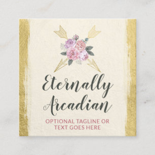 Rustic Bohemian Blommigt Arrows Guld Boho Social Fyrkantigt Visitkort