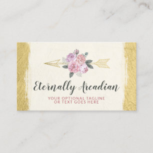Rustic Bohemian Blommigt Arrows Guld Boho Social Visitkort