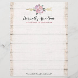 Rustic Bohemian Blommigt Arrows Rosa Guld Boho Brevhuvud