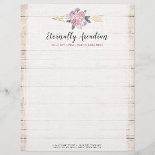 Rustic Bohemian Blommigt Arrows Rosa Guld Boho Brevhuvud