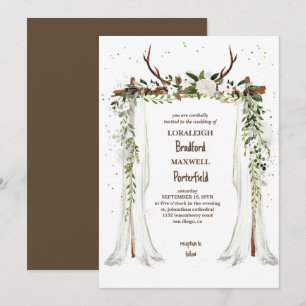 Rustic bohemian Boho Canopy Bröllop Inbjudningar