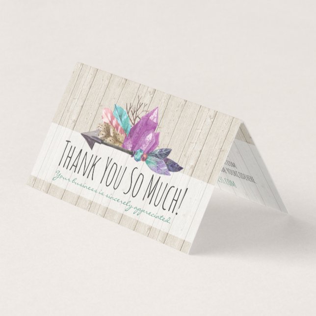 Rustic Bohemian Crystals & Arrow Wood Tack Kort (Framsida)