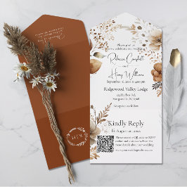 Rustic Bohemian Fall Autumn QR Code Bröllop