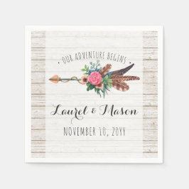 Rustic Bohemian Feathers Arrow Wedening Reception Pappersservett
