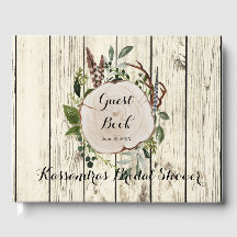 Rustic Bohemian Greenery Möhippa Guest Bok