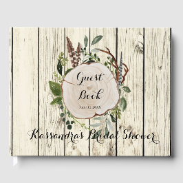 Rustic Bohemian Greenery Möhippa Guest Bok