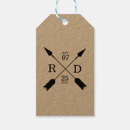 Rustic & Bohemian | Korsad pil | PERSONLIGT BRÖLLP Presentetikett