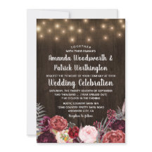 Rustic Bohemian Marsala Peony bröllopsinbjudningar