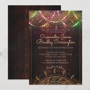 Rustic Bohemian Nights Bröllop Inbjudningar