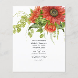Rustic Bohemian Red Sunblommor Bröllop Flygblad