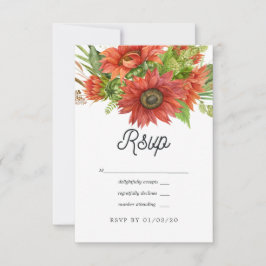 Rustic Bohemian Red Sunblommor Bröllop OSA Kort
