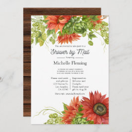 Rustic Bohemian Red SunblommShower by Mail Inbjudningar