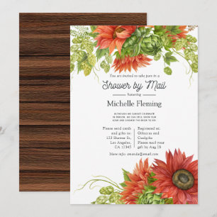Rustic Bohemian Red SunblommShower by Mail Inbjudningar