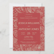 Rustic Bohemian Red Wedding Card
