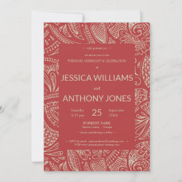 Rustic Bohemian Red Wedding Card Julkort