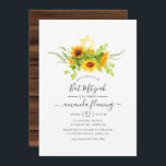 Rustic Bohemian Sunblommor Bat mitzvah Inbjudningar<br><div class="desc">bat mitzvah inbjudan till trendig med elegant handskriftstypografi,  målad vattenfärg,  rustisk solros.</div>