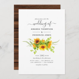 Rustic Bohemian Sunblommor Bröllop Inbjudningar