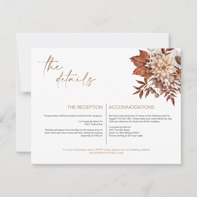 Rustic Bohemian Terracotta Blommigt Information Ca Inbjudningar (Framsida)