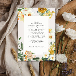Rustic Bohemian Wildbloms blommigt trädgårdsbröllo Inbjudningar