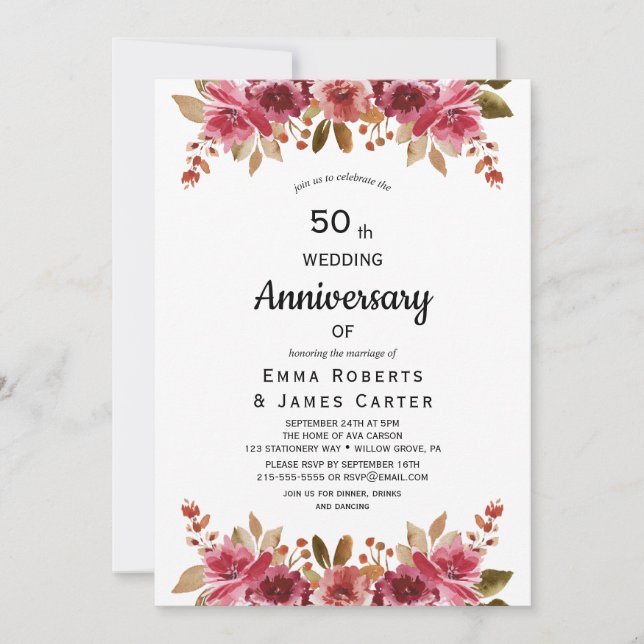 Rustic Boho 50-årsjubileum - inbjudan (Framsida)