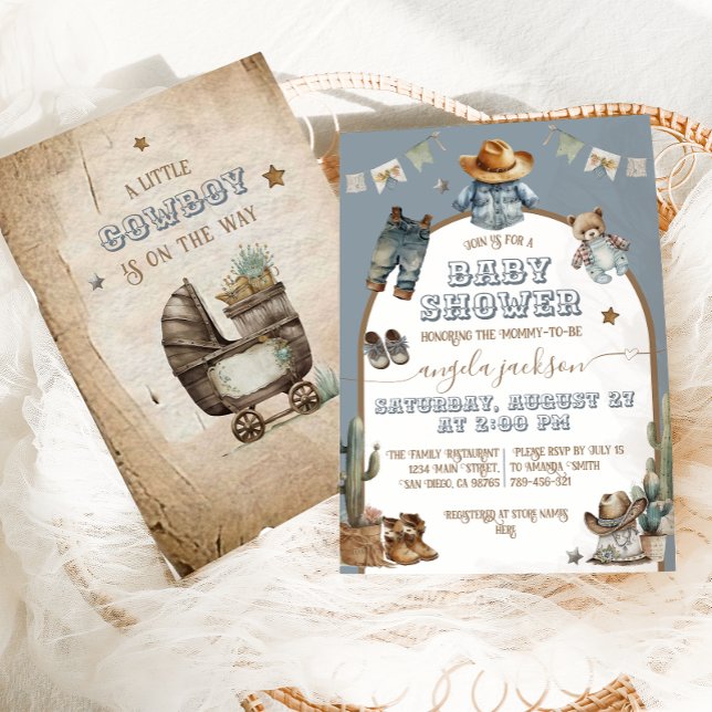Rustic Boho arch Vilda western Blue Boy Shower Inbjudningar (Skapare uppladdad)