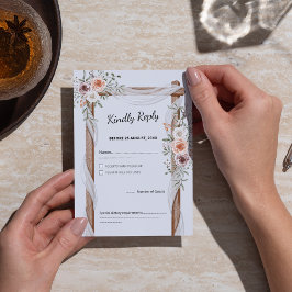 Rustic Boho Arch Watercolor Blommigt Bröllop OSA Kort