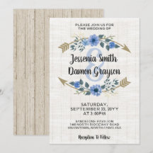 Rustic Boho Arrows & Blommigt bröllopsinbjudan