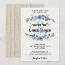 Rustic Boho Arrows & Blommigt bröllopsinbjudan