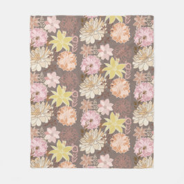 Rustic Boho Asphalt Floral Pattern Fleecefilt