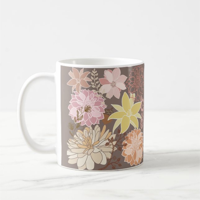 Rustic Boho Asphalt Floral Pattern  Kaffemugg (Vänster)