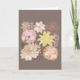 Rustic Boho Asphalt Floral Pattern Kort