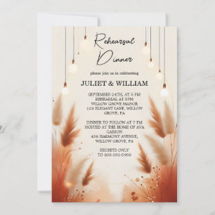 Rustic Boho Autumn Ombre Brown Rehearsal Middag Inbjudningar