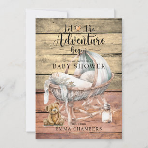 Rustic Boho Äventyr Begins Baby Shower Inbjudningar
