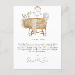 Rustic Boho Baby Cot Baby Shower Tack Vykort