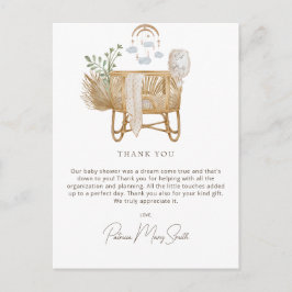 Rustic Boho Baby Cot Baby Shower Tack Vykort