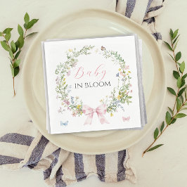 Rustic Boho Baby i Bloom Rosa Bow Baby Shower Pappersservett