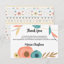 Rustic Boho Baby Shower Thank You Note Tack Kort