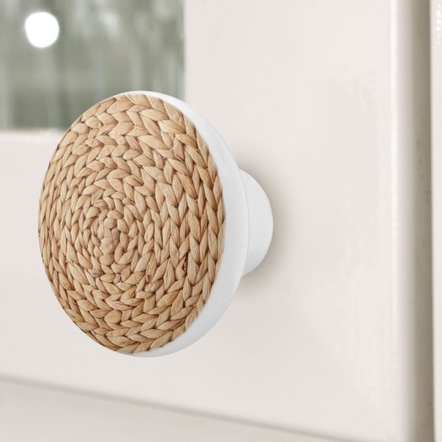 Rustic Boho Beach Tropical Island Woven Wicker Knopp (Rustic Boho Beach Tropical Island Woven Wicker Ceramic Knob)