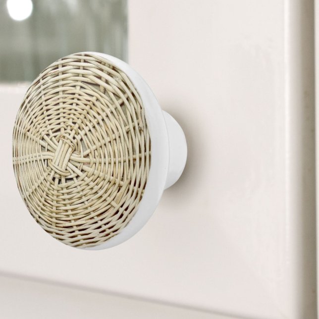 Rustic Boho Beach Tropical Island Woven Wicker Knopp (Rustic Boho Beach Tropical Island Woven Wicker Ceramic Knob)