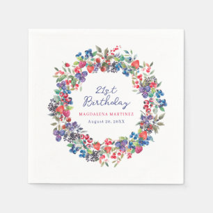 Rustic Boho Berry, 21:a födelsedagen Pappersservett