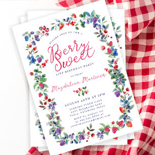 Rustic Boho Berry Sweet Summer 21 Birthday Inbjudningar