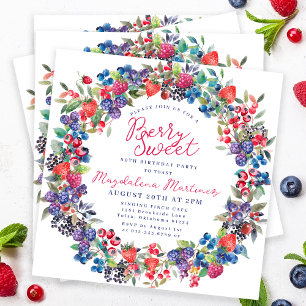 Rustic Boho Berry Sweet Summer 80 Birthday Inbjudningar