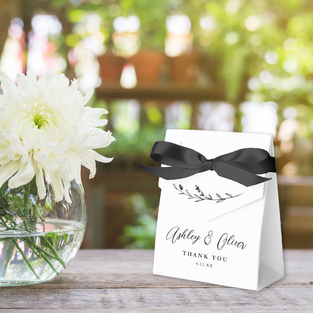 Rustic Boho Black & White Wildblomma Bröllop Presentaskar (Skapare uppladdad)