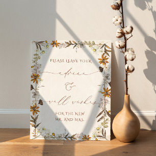 Rustic Boho Blommigt Advice och Önskemål Bröllop S Poster