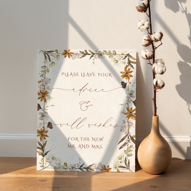 Rustic Boho Blommigt Advice och Önskemål Bröllop S Poster (Skapare uppladdad)