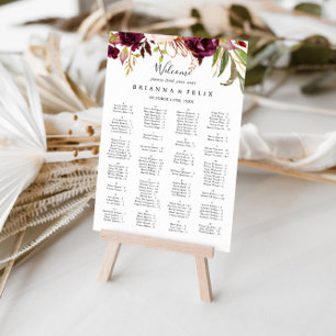 Rustic Boho-Blommigt - alfabetiskt sittningsschema Poster