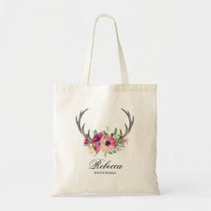 Rustic Boho Blommigt Antlers Bröllop Bridesmaid Tygkasse